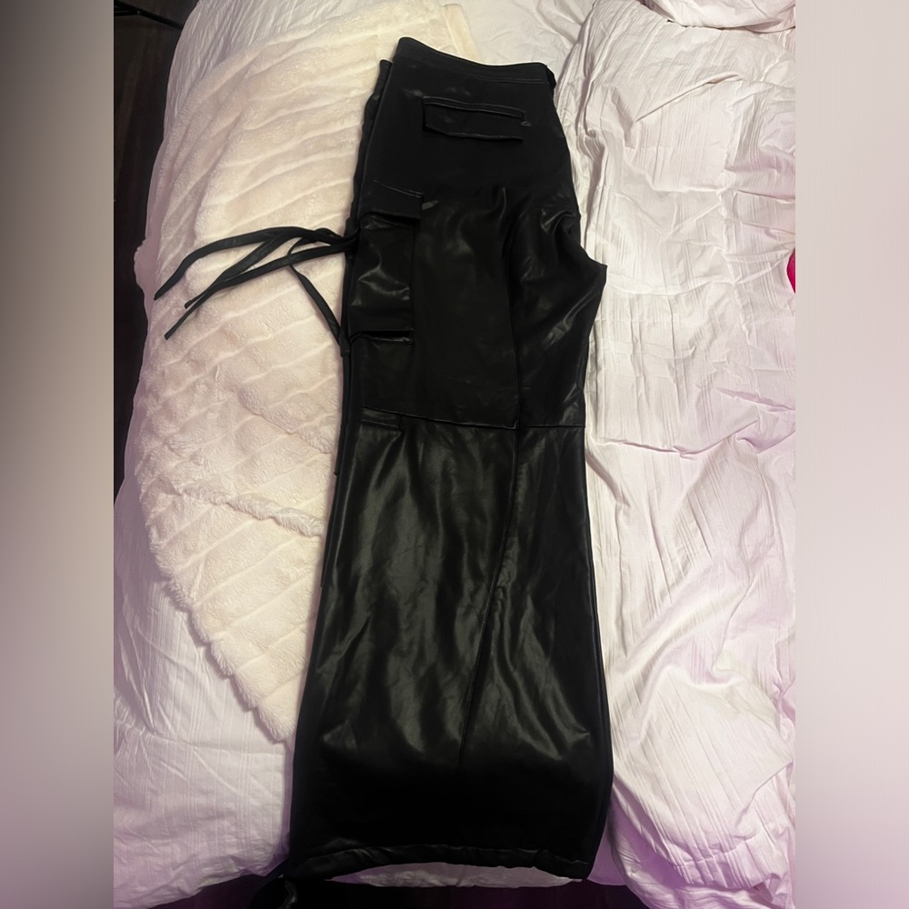 Akira wide leg leather pants